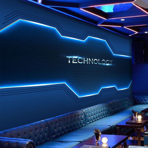 科幻3d科技感墙纸ktv酒吧包厢前台背景墙面装饰电竞网吧装修壁纸