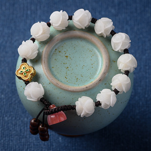 全十美多宝佛珠莲花手链女白玉菩提子手串平安静心手持念珠82人付款