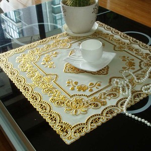 正方形北欧烫金银家庭茶几垫布PVC免洗镂空圆形桌布床头柜茶几布