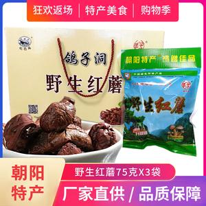 东北特产鸽子洞野生红蘑干货红松伞蘑菇礼盒装辽宁朝阳土特产包邮