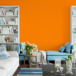 爱马仕橙亮橙色北欧ins风格墙纸 纯色素色时尚橘色轻奢背景墙壁纸