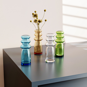 单支北欧餐桌葫芦花瓶摆件客厅小号玻璃花瓶透明家居鲜花干花装饰