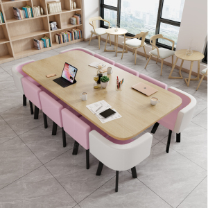4米小型会议桌休息区休闲桌椅组合办公室烤漆办公家具