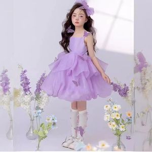 儿童摄影服装蓬蓬纱裙拍照写真艺术照服饰紫色可爱公主女童连衣裙