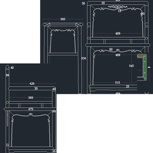 玫瑰椅cad图 实木家具加工cad设计图纸 cad 平面立面 剖面三视图