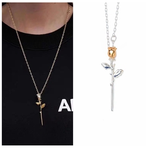 ins ambush玫瑰花吊坠拼色项链潮流男女网红百搭简约玫瑰项锁骨链