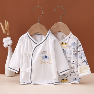 新生婴儿衣服夏季薄款系带和尚服单上衣初生宝宝纯棉打底衫春夏装