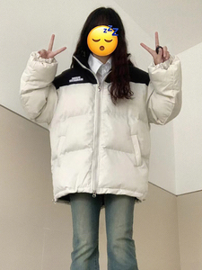 立领加厚学生棉衣棉服外套女冬季2024新款韩版拼色设计感小众棉袄