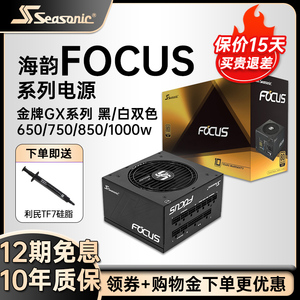 新款ATX3.0海韵电源FOCUS GX1000 850W 750TX650压纹线金牌全模组