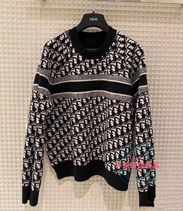 dior/迪奥 22新款满字母logo圆领毛衣女双面穿老花羊毛衫针织衫男