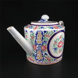 清代乾隆粉彩广彩茶壶茶具 回流保真古董细路老瓷器摆件 波斯玫瑰