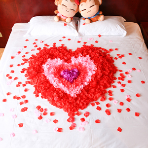 结婚房间婚床装饰用花瓣仿真玫瑰手撒花婚房布置浪漫婚礼爱心花雨