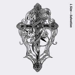 neuf弗《救赎》花臂系列纹身贴 十字架与蛇复古花纹防水持久