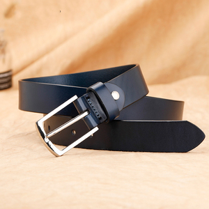2021新款西裤皮带男头层牛皮针扣简约腰带女真皮光面软裤带夏季窄
