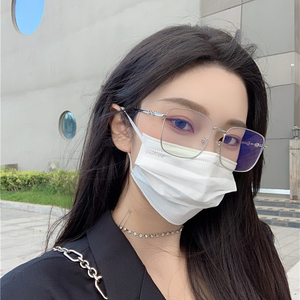 金属银色大方框眼镜近视女韩版潮抗蓝光辐射素颜显脸小小红书同款
