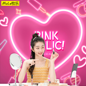 网红主播直播带货背景墙壁纸美妆护肤品创意墙纸霓虹灯ins风墙布