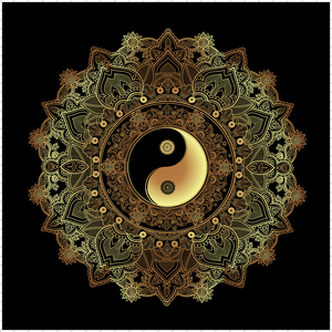 道教八卦图描金画稿|静心减压|暗八宝|diy手绘填色装饰画