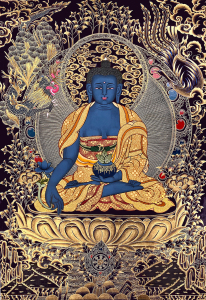 药师琉璃光如来药师佛描金唐卡|静心减压|佛像涂色线稿|diy手绘