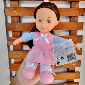 仿真过家家漂亮长头发护理喂养宝宝金色蓝眼棕色黑眼布洋娃娃30cm