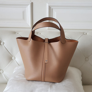 手缝蜡线小喜手工菜篮子女包水桶包22cm tc牛皮 0m奶茶色