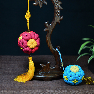 手工布艺刺绣装饰挂件金玉满堂绣球中国风传统特色小礼品创意民俗