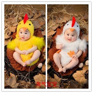 出租儿童摄影服装2017新款小鸡造型宝宝服饰满月百天鸡宝宝拍照服