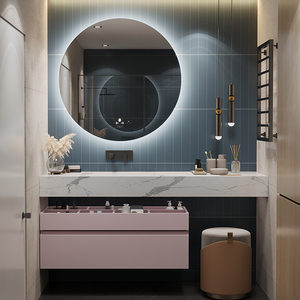 轻奢岩板浴室柜组合现代简约卫生间梳妆台智能洗手洗脸台盆柜定制