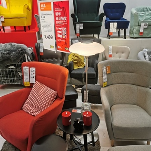 IKEA宜家代购 奥卡珊靠背椅布艺沙发躺椅客厅椅子北欧休闲扶手椅
