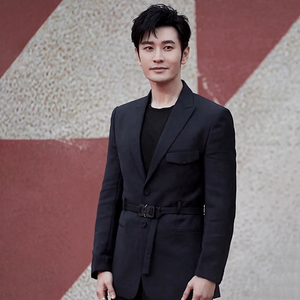 cd风格黄晓明同款金属锁扣西装可拆卸腰带西服外套休闲黑色西装