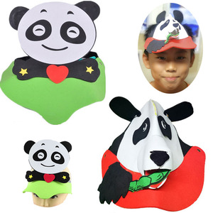 大熊猫头套面具可爱卡通动物帽子头饰幼儿园游戏表演道具运动会帽