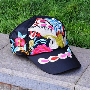 新款云南民族风杨丽萍同款凤凰绣花棒球帽户外运动防晒百搭女帽子