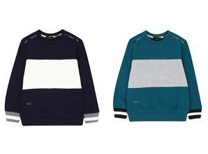 韩国童装daks男童两色拼色内起绒圆领t恤/卫衣