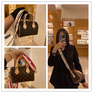 lv路易威登女包新款speedy20老花宽肩带枕头单肩斜挎手提包m45957