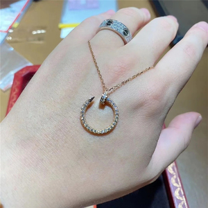 cartier卡地亚juste钉子18k玫瑰金经典镶钻满钻吊坠锁骨链项链女