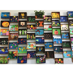 幼儿园牛皮纸盒环创绘画作品展示墙饰贴美工区角教室布置装饰材料