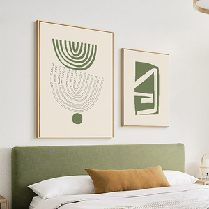 北境画心 北欧简约小清新原木风绿色文艺抽象客厅沙发油画布画芯