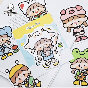 卓大王动物防水贴纸行李箱冰箱电脑笔记本ipad水杯少女可爱阿卓