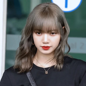 水舞假发青木亚麻灰中长发女生蛋卷头lisa同款锁骨发韩国网红假发