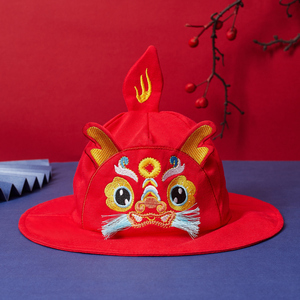 中国风婴儿红色帽子春夏季可爱虎头帽儿童男女宝宝百天周岁帽棉款