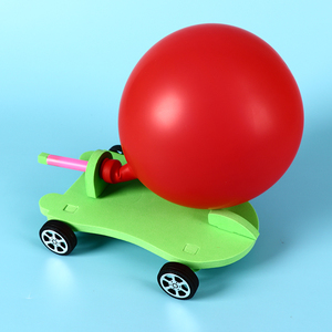 DIY气球反冲力小车科技小制作发明材料幼儿园科普 自制空气车玩具