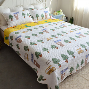 四季可铺两面纯棉床盖单件儿童卡通绗缝被三件套榻榻米衍缝被床单