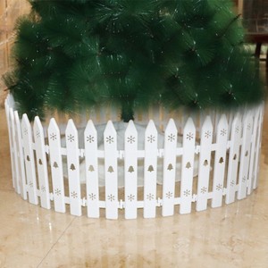 圣诞节圣诞树装饰品围栏白栅栏木质圣诞白色篱笆室内场景布置摆件