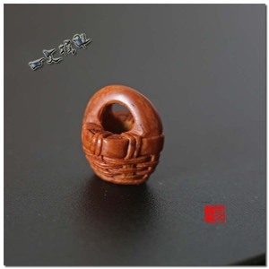 一文核雕 纯手工野生龙纹桃核雕刻精品花篮精雕小筐宝宝礼物手链