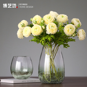 现代轻奢简约透明冰裂玻璃花瓶 家居水培鲜花干花插花器装饰摆件