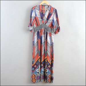 淘宝欧洲站18春季欧货新款正品viviennemidow松紧腰v领短袖真丝连衣裙