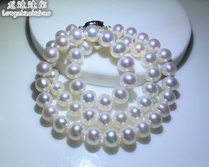 中国南珠北海天然海水珍珠项链近正圆白透粉强光无暇媲美日本珠