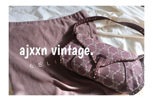ajxxn/CELINE Vintage塞林中古粉老花丹宁牛仔手提包腋下包