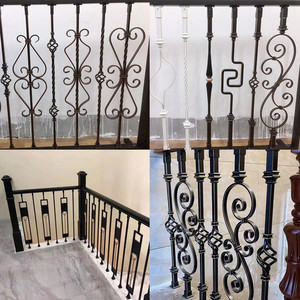 铁艺配件精品锻打栏杆花灯笼杆s梯花实心免焊免漆立柱定制楼梯花