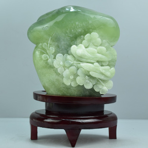 天然岫玉山水摆件精品手工雕刻辽宁岫岩玉客厅装饰品玄关风水玉器