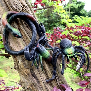 软胶仿真蛇蜘蛛蝎子玩具黑色套装整人道具吓人静态假昆虫动物模型